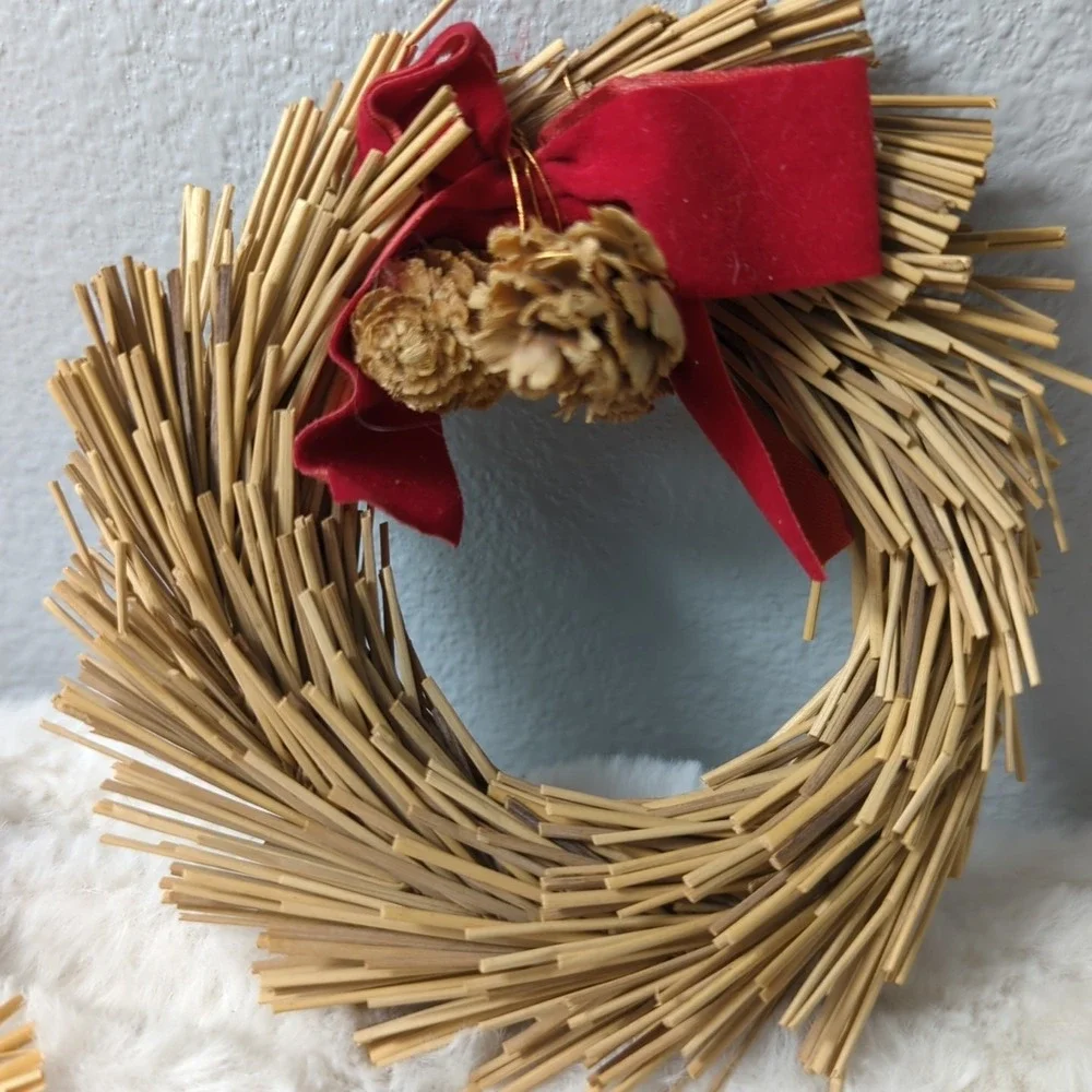 Scandinavian Braided Straw‎ Christmas Mobile  Swedish Angels and Wreath